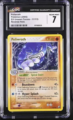 Poliwrath 11/115 Reverse Holo EX Unseen Forces Pokemon CGC 7 Near Mint - Image 1