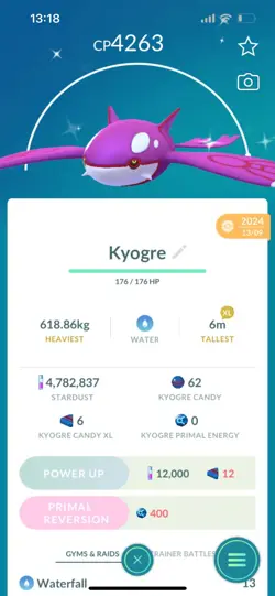 Pokemon Go Shiny Legendary Kyogre ( High cp ) ( Reduced ) - Image 1