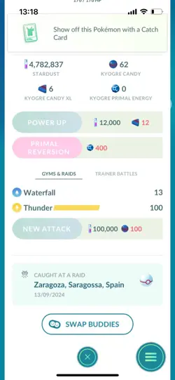 Pokemon Go Shiny Legendary Kyogre ( High cp ) ( Reduced ) - Image 2