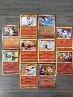 Scorbunny Raboot Cinderace Pokemon Card Collection Lot Of 10 With Holos/ Reverse - Image 1