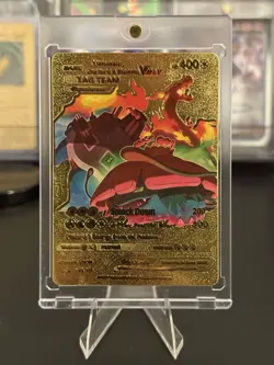 🔥POKEMON Gold Charizard Blastoise Venusaur Vmax Tag Team Card HP 400 Starter🔥 - Image 1