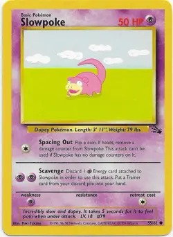 Pokemon TCG Card - Slowpoke 55/62 | Fossil Set | LP! - Image 1