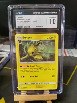 CGC 10 GEM MINT Jolteon 70/236 Cosmic Eclipse Unommon Pokemon Card 2019 - Image 1