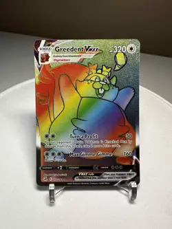 Pokemon Trading Card Game Fusion Strike Greedent VMAX Rainbow Rare 272/264 NM - Image 1