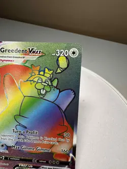 Pokemon Trading Card Game Fusion Strike Greedent VMAX Rainbow Rare 272/264 NM - Image 4