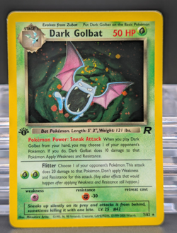 Pokemon 1st Edition Dark Golbat 7/82 Team Rocket TCG Rare Holo Card SWIRL !! - Image 1