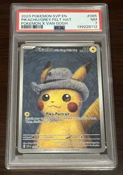 2023 Pokemon Van Gogh Pikachu with Grey Felt Hat SVP EN #085 Promo PSA 7 NM - Image 1