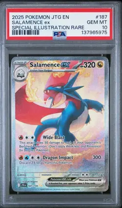 PSA 10 Salamence ex SIR 187/159 Pokemon Journey Together 2025 ENGLISH GEM MINT - Image 1