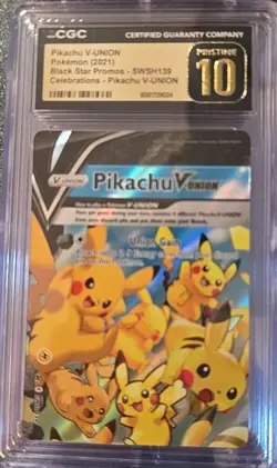 Pikachu V-UNION CGC 10 Pristine Celebrations SWSH139 Pokemon Black Star Promo - Image 1
