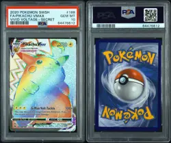 POKEMON PIKACHU VMAX VIVID VOLTAGE RAINBOW SECRET FULL ART #188 188/185 PSA 10 - Image 3