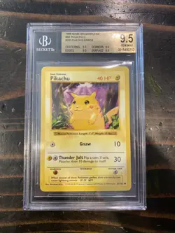 Pokemon 1999 Base Set Shadowless Pikachu Red Cheeks 58/102 BGS 9.5 Gem Mint - Image 1