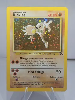 1999 Pokemon TCG Holo Rare SWIRL Hitmonlee 7/62 Fossil Set - Image 1