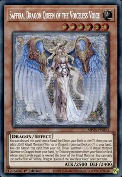 Saffira, Dragon Queen Of The Voiceless Voice Prismatic Secret MP25-EN053 YuGiOh - Image 1