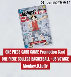🔥🏀One Piece Monkey.D.Luffy US College Basketball Promo Card PRESALE 1/23 🏀🔥 - Image 1