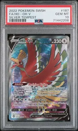 PSA 10 GEM MINT Ho-Oh V 187/195 FULL ART HOLO Silver Tempest Pokemon Card 235 - Image 1