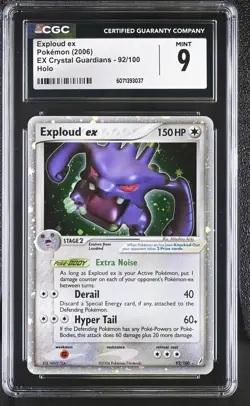 CGC 9 MINT Exploud ex 2006 EX Crystal Guardians 92/100 Holo Pokemon Card - Image 1