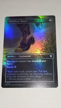 MTG Swiftfoot Boots (Borderless) Foundations Foil UC #355 Magic the Gathering - Image 1