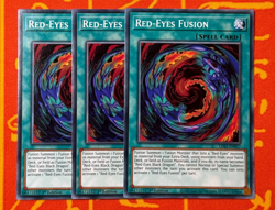 YUGIOH RED-EYES FUSION COMMON 1ST EDITION NM LDS1-EN017 x3 PLAYSET - Image 1