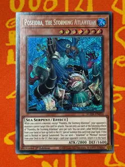 YUGIOH POSEIDRA, THE STORMING ATLANTEAN SECRET RARE 1ST NM SUDA-EN016 - Image 1