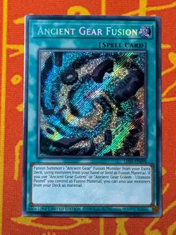 YUGIOH ANCIENT GEAR FUSION SECRET RARE NEAR MINT LDS1-EN090 - Image 1