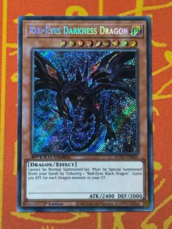 YUGIOH RED-EYES DARKNESS DRAGON SECRET RARE 1ST NM SGX3-ENB01 SPEED DUEL - Image 1
