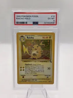 PSA 6 Raichu 14/62 Holo Fossil 1999 Pokemon Card - Image 1