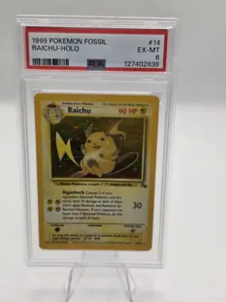 PSA 6 Raichu 14/62 Holo Fossil 1999 Pokemon Card - Image 2