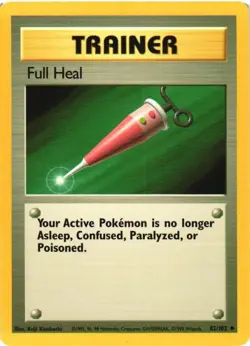 Full Heal Trainer 82/102 Base Set Uncommon 1999 Pokemon Game Card WOTC - Image 1