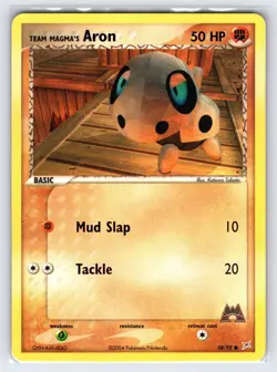 Team Magma's Aron 58/95 2004 EX Team Magma Vs. Team Aqua Pokemon Card - Nm/Vlp - Image 1