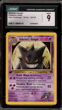 Pokemon Sabrina's Gengar Gym Challenge 1st Edition Rare #29 CGC 9 Mint - Image 1