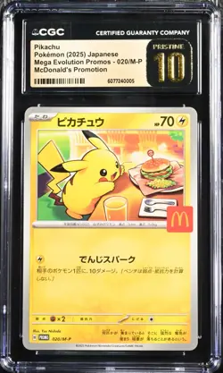 2025 POKEMON JPN MEGA EVOLUTION MCDONALDS PROMO #020/M-P PIKACHU CGC 10 PRISTINE - Image 1