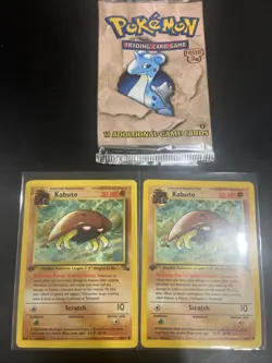 Pokemon 1st Edition Kabuto Fossil NM Pack Fresh Lot 2 Lapras Art Empty Pack - Image 2