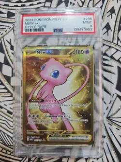 2023 Pokemon Mew EX 205/165 Sv: Scarlet & Violet 151 Holo PSA 9 MINT (493) - Image 1
