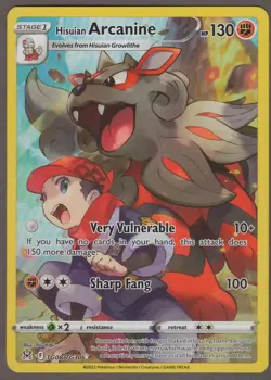 Hisuian Arcanine TG08/TG30 Lost Origin Trainer Gallery Full Art Holo Pokemon - Image 1
