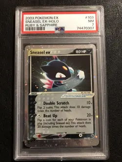 Sneasel EX 103/109 EX Ruby & Sapphire Holo Pokemon - PSA 7 NM - Image 1