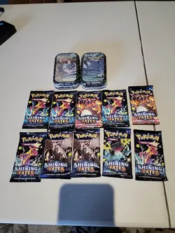Pokemon Shining Fates Sealed Tins And Booster Packs 2 Tins And 10 Booster Packs - Image 1