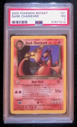 2000 POKEMON ROCKET #21 DARK CHARIZARD PSA 7 - Image 1
