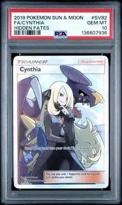 2019 POKEMON SUN & MOON HIDDEN FATES #SV82 FULL ART/CYNTHIA PSA 10 - Image 1