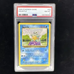 1999 Pokemon Base Set Unlimited Squirtle 63/102 PSA 8 - Image 1