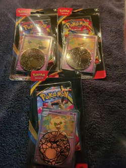 ​3 Sealed Pokemon Phantasmal Flames Blister Packs Cottonee Whimsicott Promo Coin - Image 2