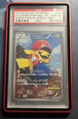 2016 Pokemon Mario Pikachu 294 FULL ART Japanese XY Promo PSA 10 Gem Mint - Image 1