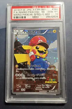 2016 Pokemon Mario Pikachu 294 FULL ART Japanese XY Promo PSA 10 Gem Mint - Image 2