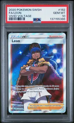 2020 POKEMON SWORD & SHIELD VIVID VOLTAGE #182 FULL ART/LEON PSA 10 - Image 1