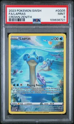 2023 POKEMON SWORD & SHIELD CROWN ZENITH #GG05 FULL ART/LAPRAS PSA 9 - Image 1