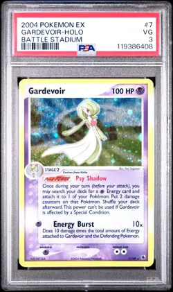 2004 POKEMON EX BATTLE STADIUM #7 GARDEVOIR-HOLO PSA 3 - Image 1