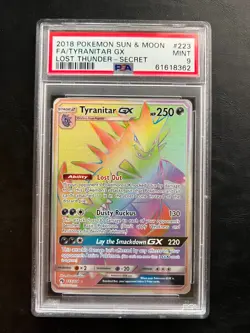 Pokemon Tyranitar GX Secret Rare - Lost Thunder - 223/214 - PSA 9 - Image 1