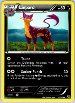 Liepard 67/114 Rare Black & White Pokemon NM - Image 1