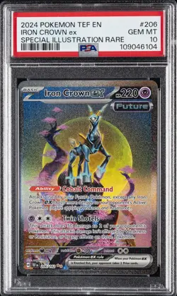 2024 POKEMON TEMPORAL FORCES SPECIAL ILLUSTRATION RARE #206 IRON CROWN EX PSA 10 - Image 1
