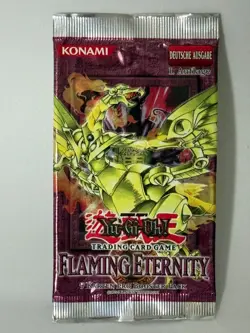 Yu-Gi-Oh! Flaming Eternity Booster Pack Wrapper Deutsch GEOFFNET! LEER! EMPTY! - Image 1