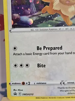 Eevee SWSH212 HD Swirls Holo Sword Shield Cosmos Black Star Promo Card - Image 4